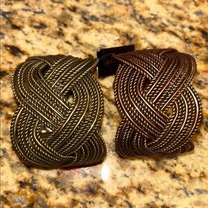 Braided Metal Cuff Bracelet in Gold or Bronze
